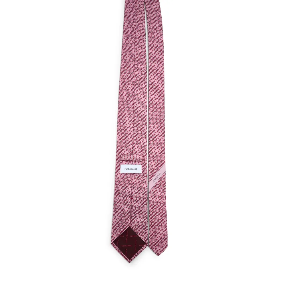 Red Silk Woven Gancini Pattern Tie - Ferragamo - Modalova