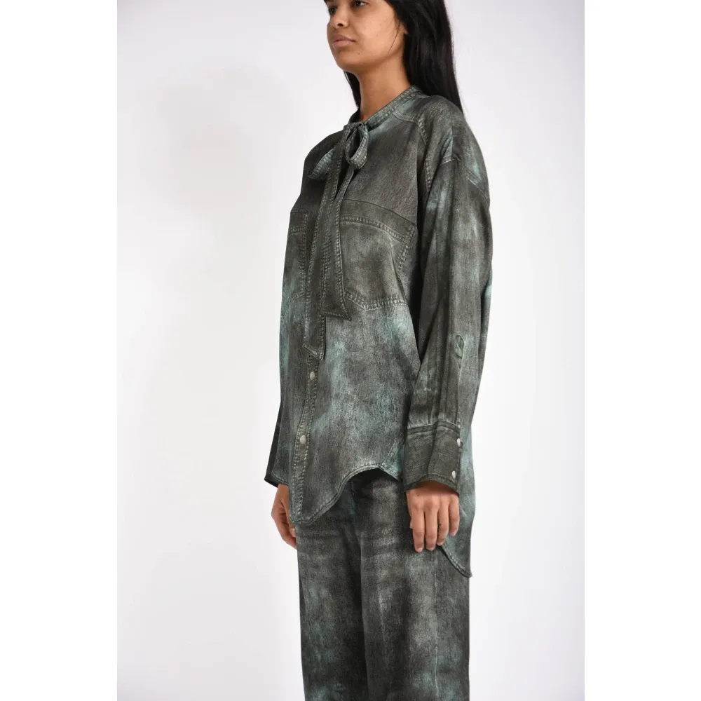 Shirt with trompe-l'œil print and sash collar - Pinko - Modalova