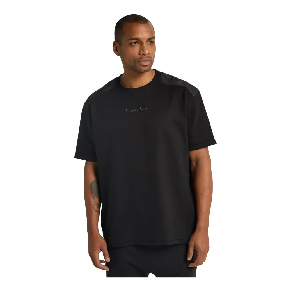 Oversize T-Shirt with Nylon Applications - Carlo Colucci - Modalova