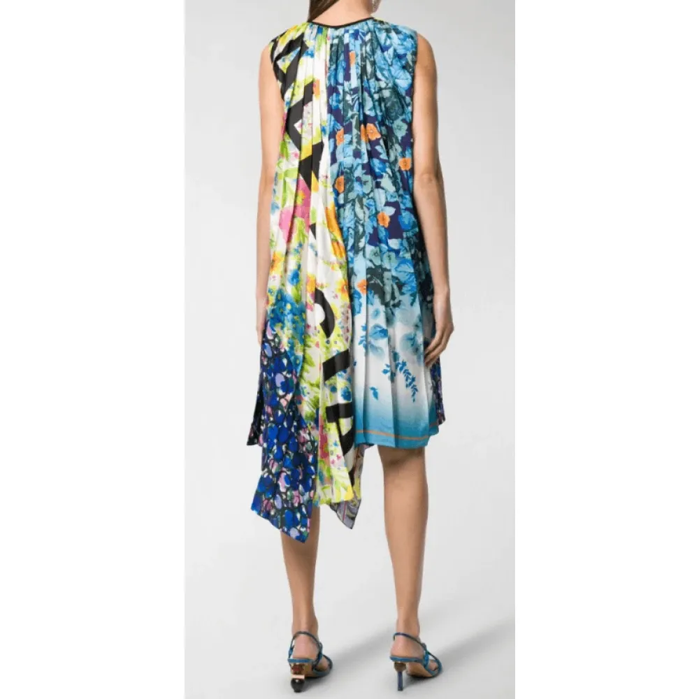 Blue Floral Scarf Dress with Asymmetric Hem - Balenciaga - Modalova