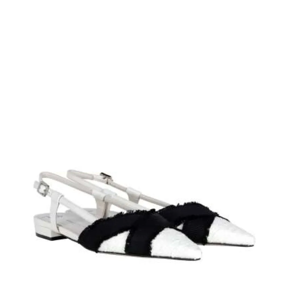 Cream Tweed Slingback with Leather Details - Roberto Festa - Modalova