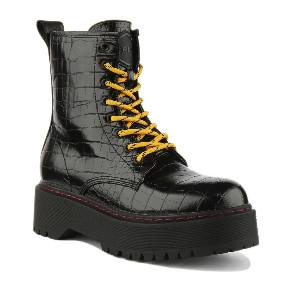 Combat Style Platform Boots Black Women - Replay - Modalova