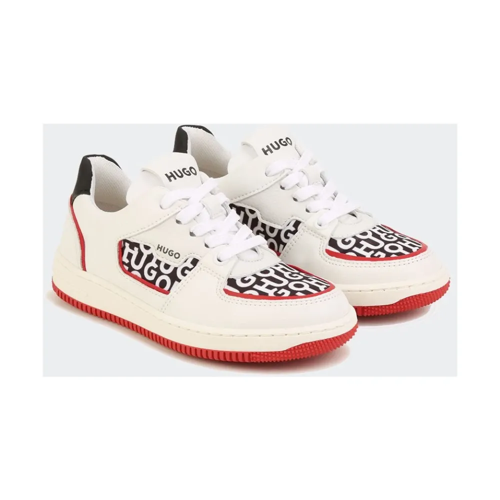 Sneakers stringate con loghi sovrapposti - Hugo - Modalova