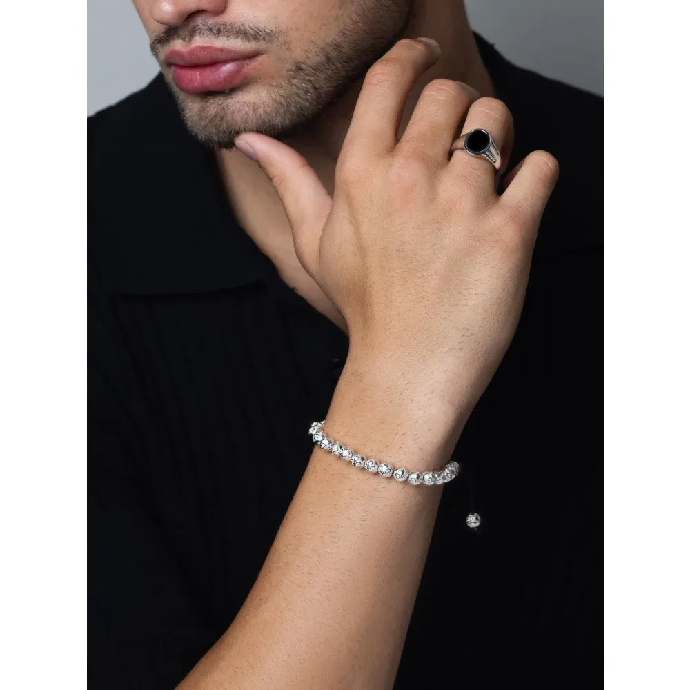 Men's Beaded Bracelet with Sterling Silver Beads - Nialaya - Modalova