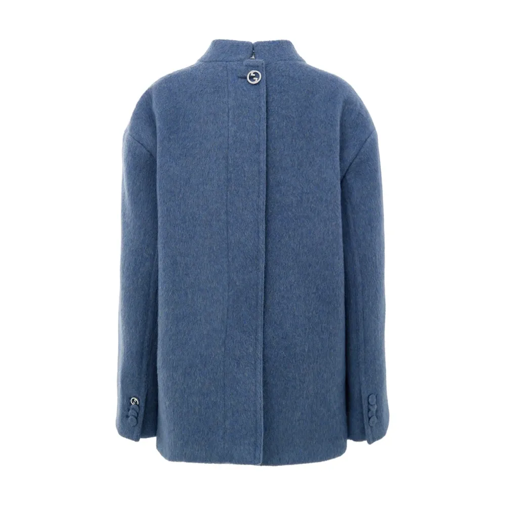 Light Blue Wool Caban Jacket - Gucci - Modalova