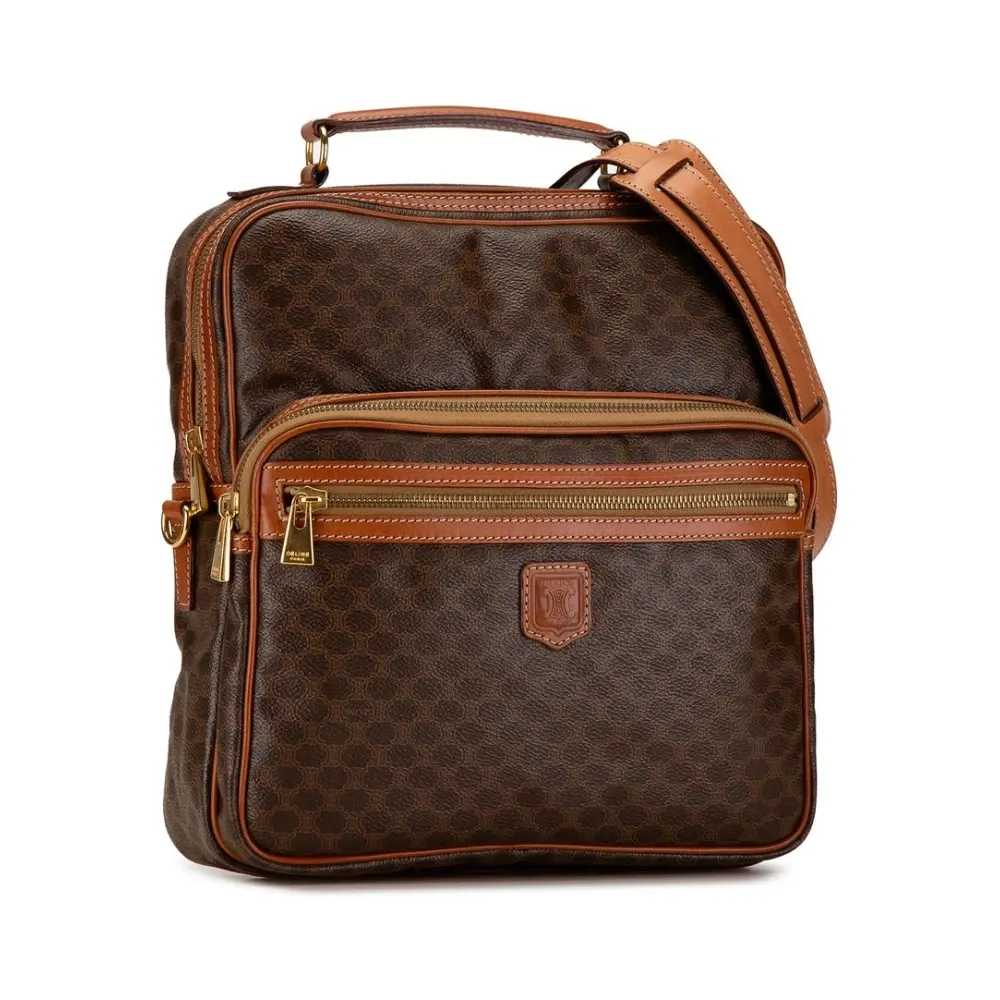 Pre-owned Stylish Patterned Leather Shoulder Bag with Adjustable Strap and Handles - Celine Vintage - Modalova