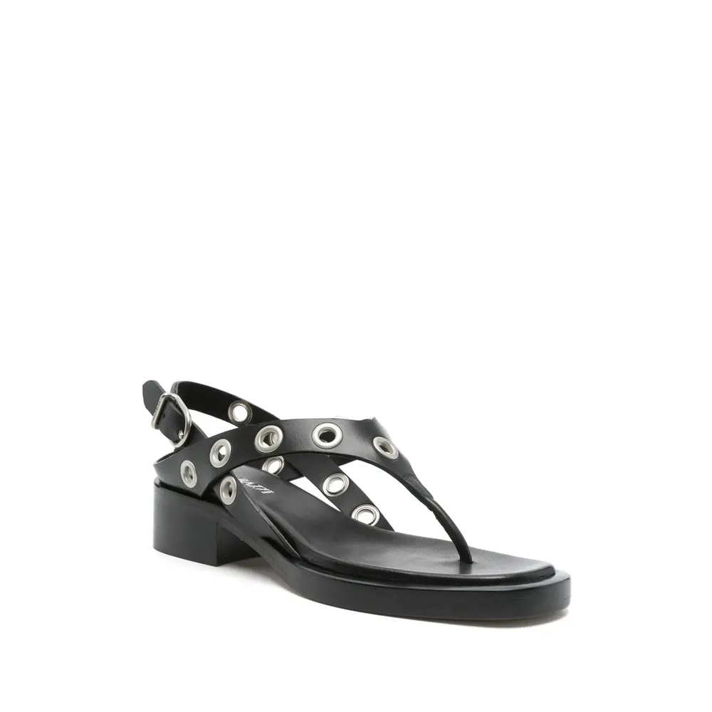 Black Thong Strap Block Heel Shoes - Durazzi Milano - Modalova
