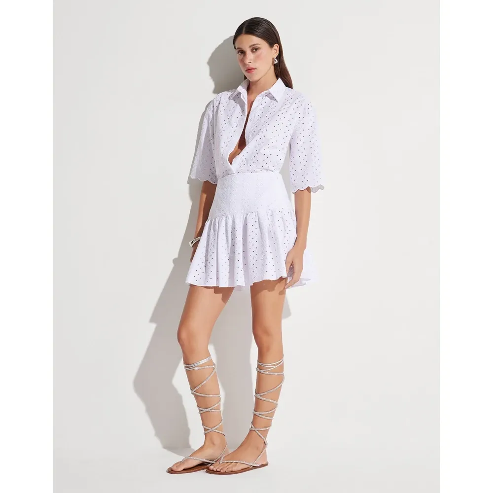 Gonna Mini Bianca Sangallo Vita Alta - MVP wardrobe - Modalova
