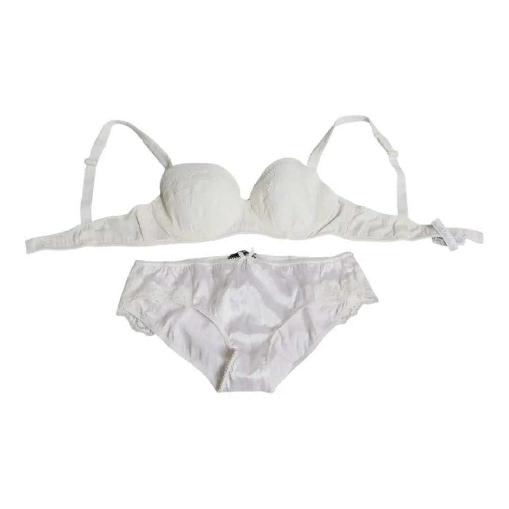 White Silk Stretch Balconette Lingerie Set - Dolce & Gabbana - Modalova