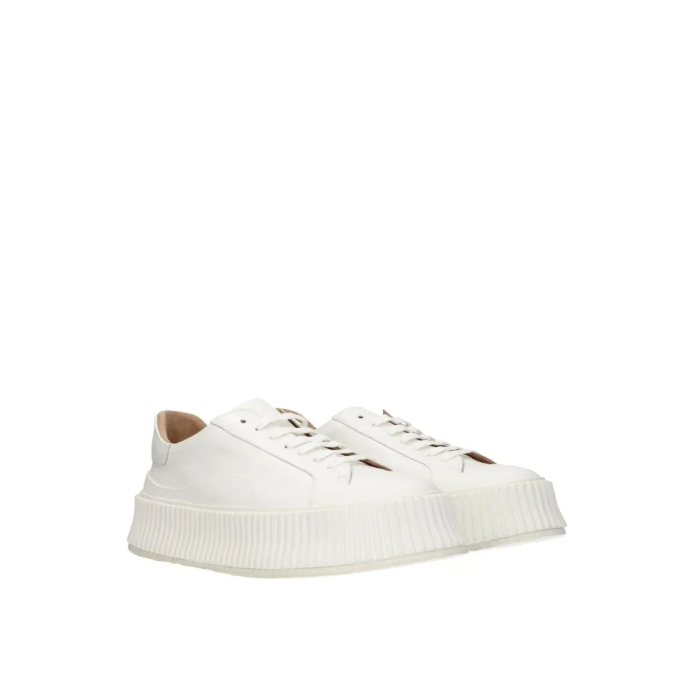 White Leather Lace-Up Sneakers with Mid Heels - Jil Sander - Modalova
