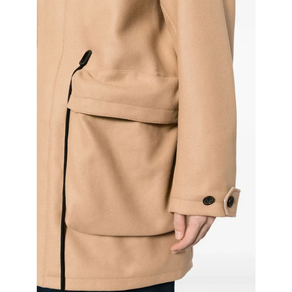 Beige Wool-Blend Hooded Coat - Paul & Shark - Modalova
