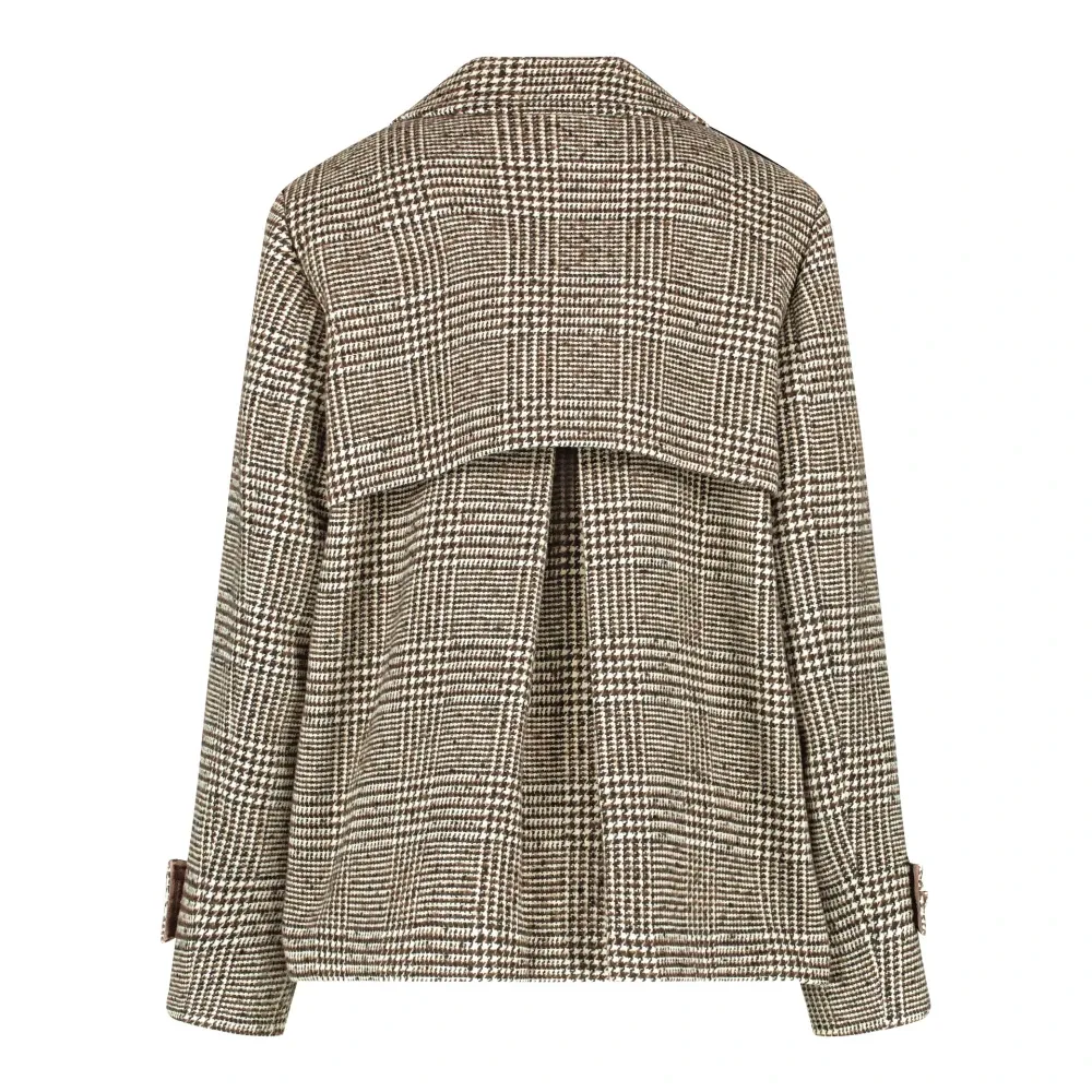 Glencheck Caban Jacket with Decorative Buttons - Taifun - Modalova