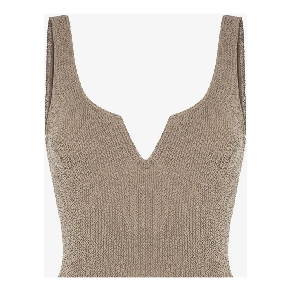 Beige Wrinkled Swimsuit with Stickers - Sorbet Island - Modalova