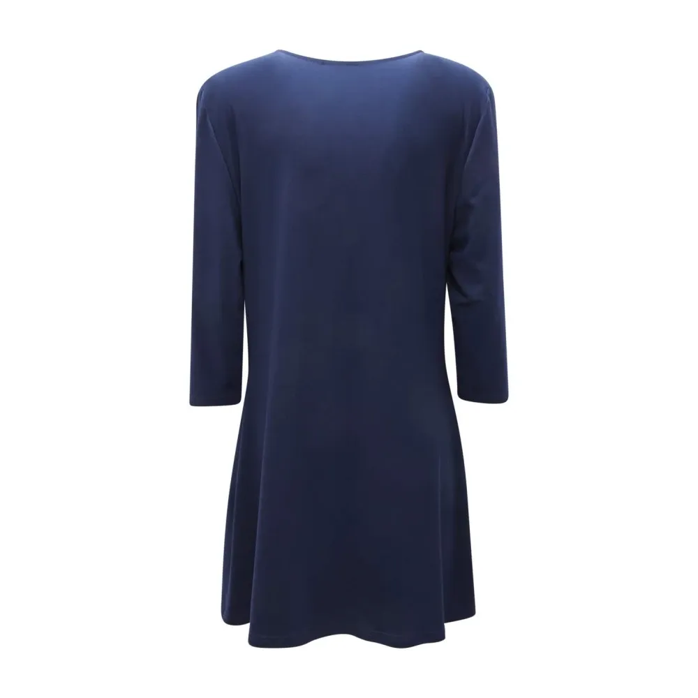 Navy 3/4 Sleeve Wool Dress - Joseph Ribkoff - Modalova