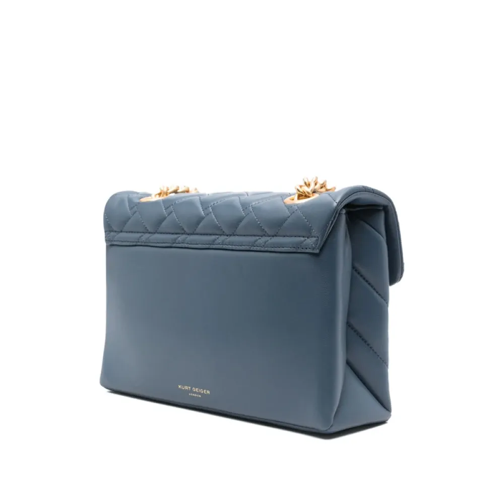 Blue Chevron Quilted Chain Shoulder Bag - Kurt Geiger - Modalova