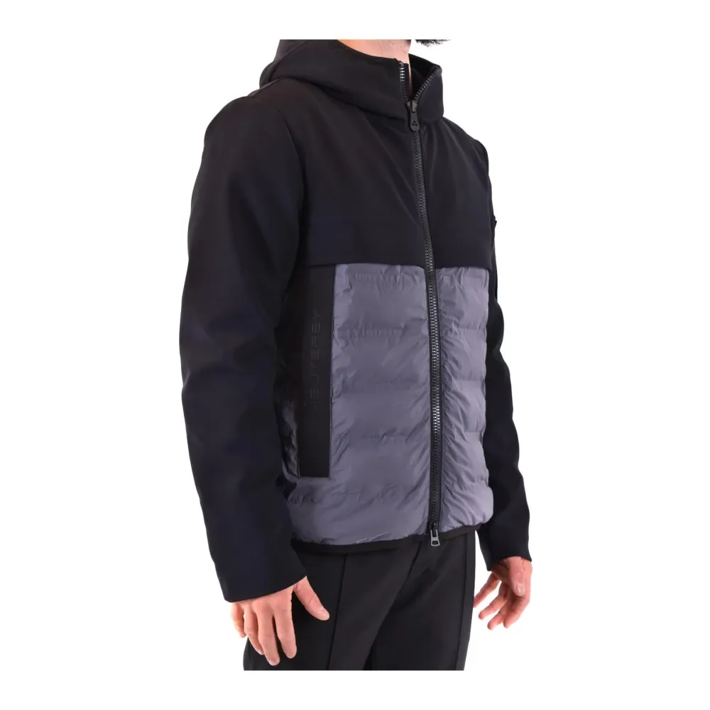 Black Hooded Zip-Up Blazer with Pockets - Peuterey - Modalova