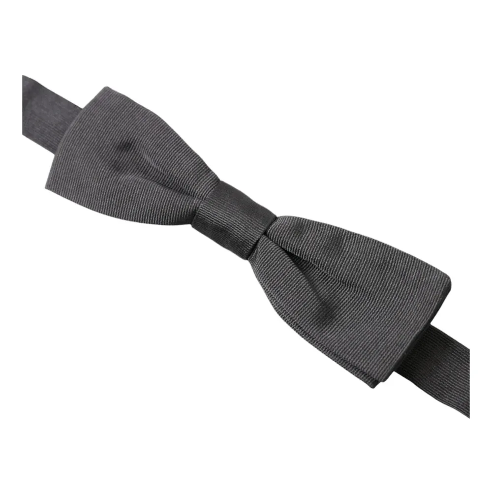Elegant Silk Dark Gray Bow Tie - Dolce & Gabbana - Modalova