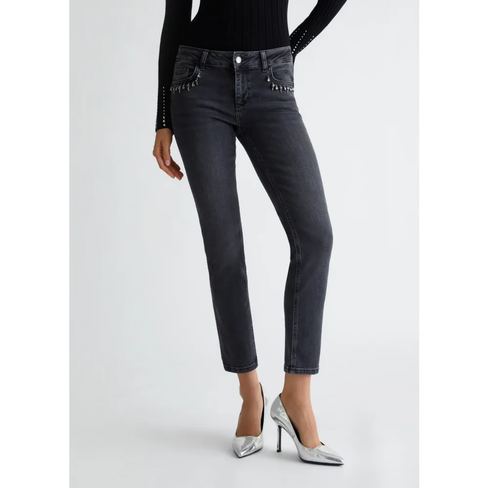 Skinny Bottom Up Jeans with Strass - Liu Jo - Modalova