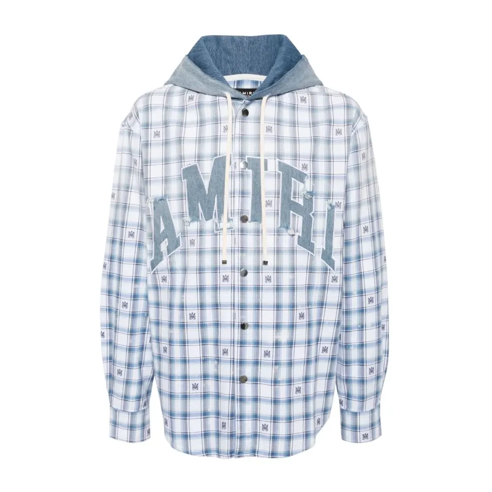 Gradient Check Overshirt Hooded Jacket - Amiri - Modalova