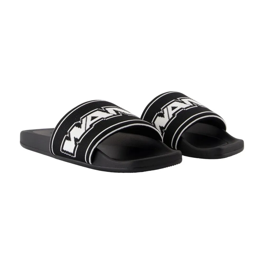 Black Webbing Pool Slides - Coated Canvas - Alexander Wang - Modalova