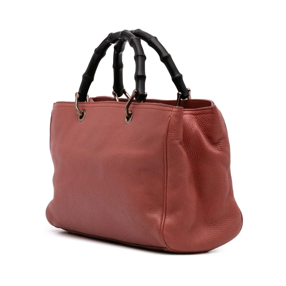 Pre-owned Bamboo Handle Leather Tote Bag - Gucci Vintage - Modalova
