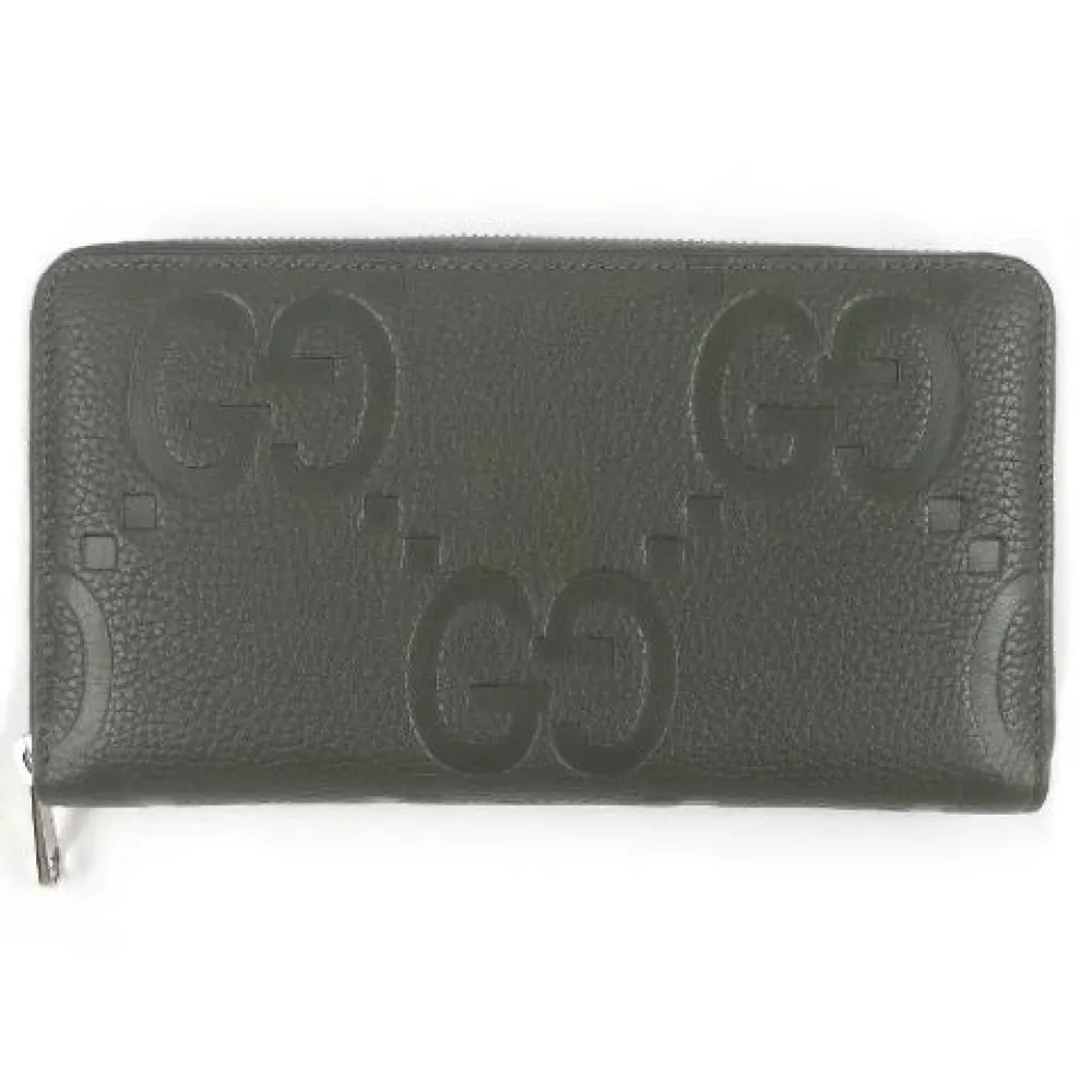Pre-owned Jumbo GG Leather Long Zip Wallet - Gucci Vintage - Modalova