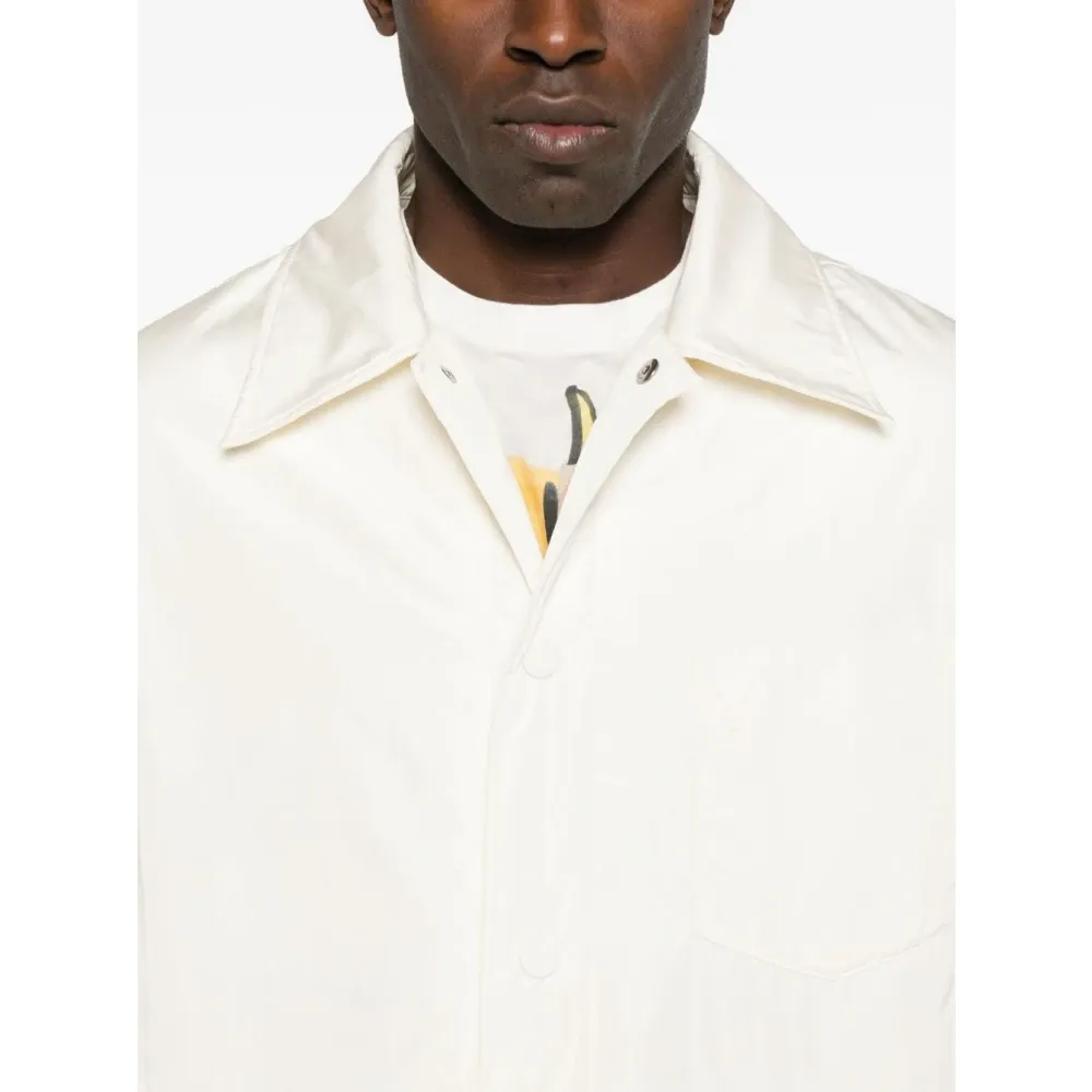 White Button-Up Overshirt with Chest Pocket - Ami Paris - Modalova
