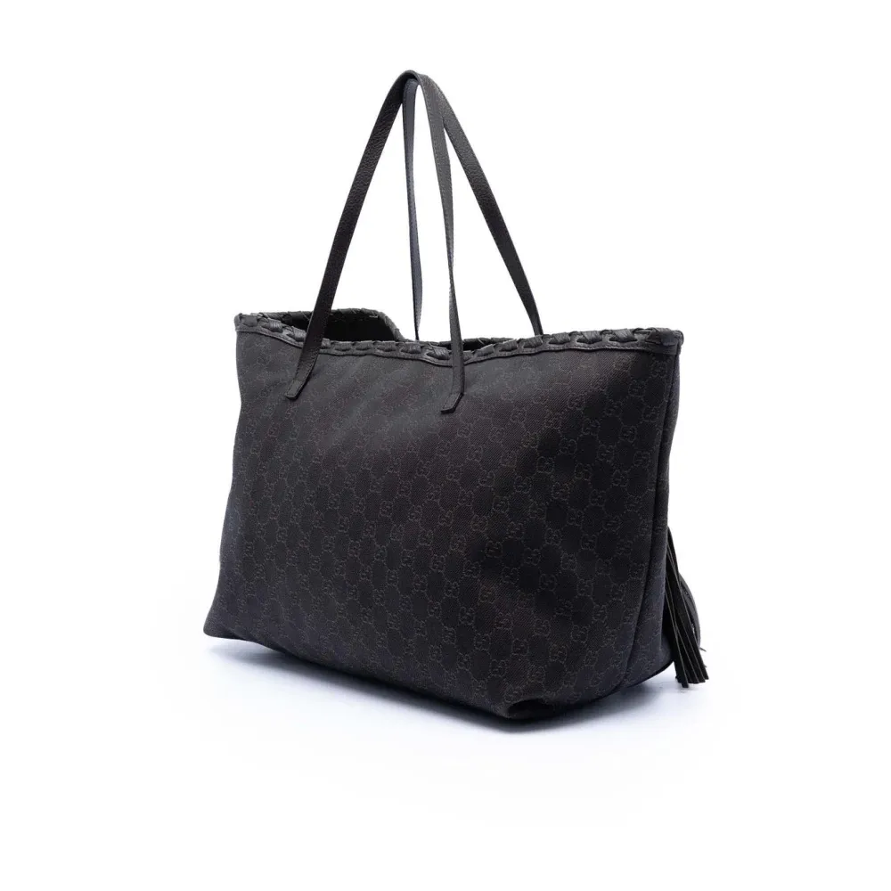 Pre-owned Vintage Monogram Canvas Bamboo Tote Bag - Gucci Vintage - Modalova