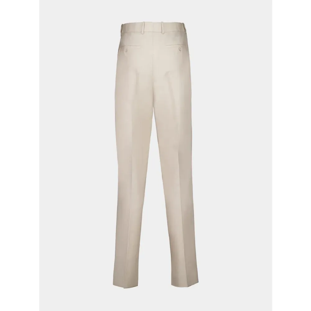Beige Wool Carrot Fit Trousers - Saint Laurent - Modalova