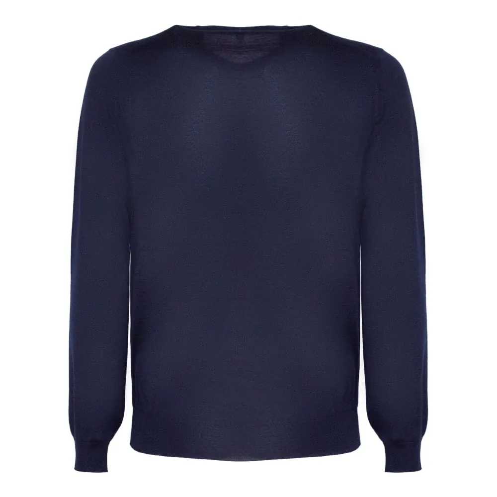 Blue Cashmere-Silk Blend Crew Neck Sweater - Fedeli - Modalova