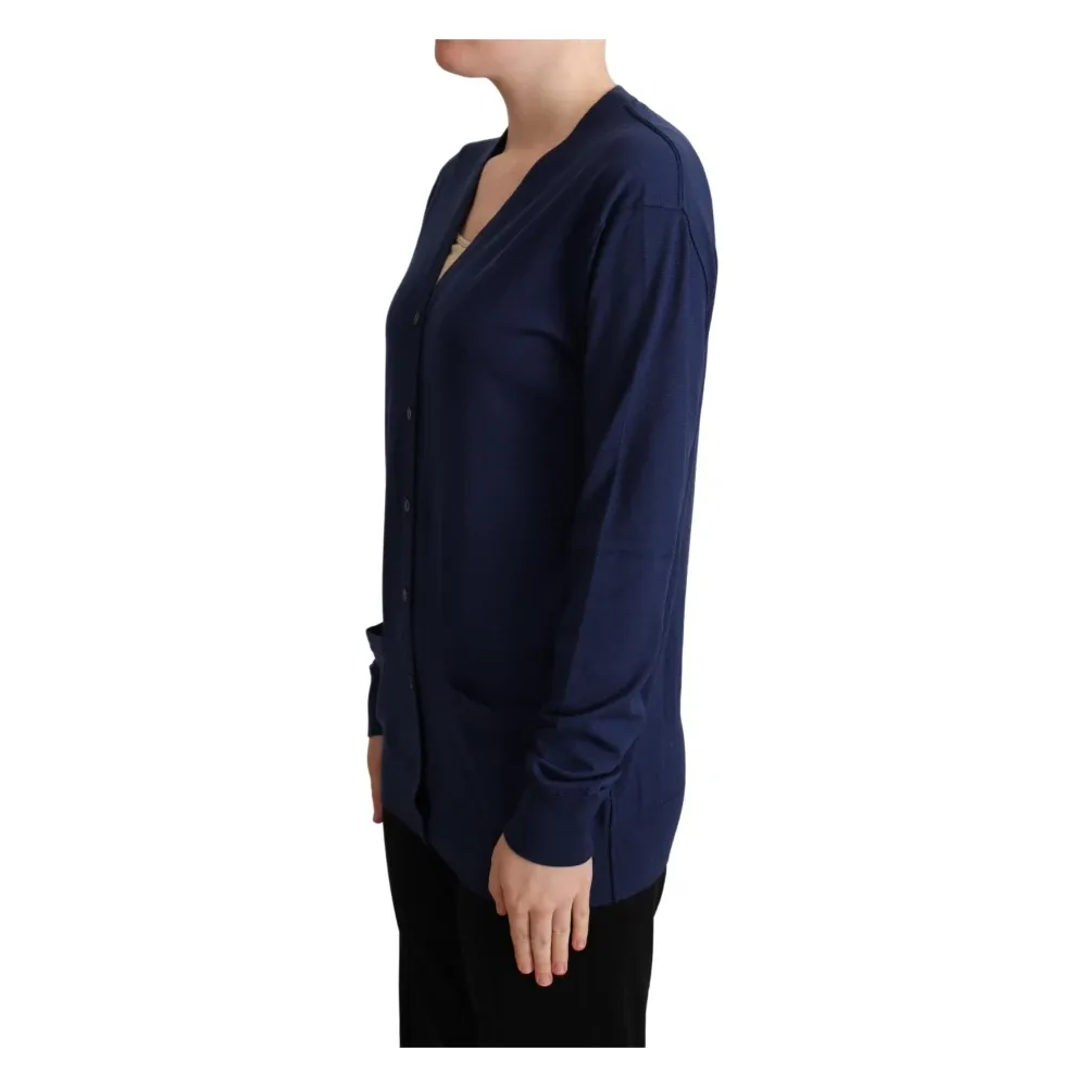 Blue Wool Button Down Cardigan Sweater - Dolce & Gabbana - Modalova