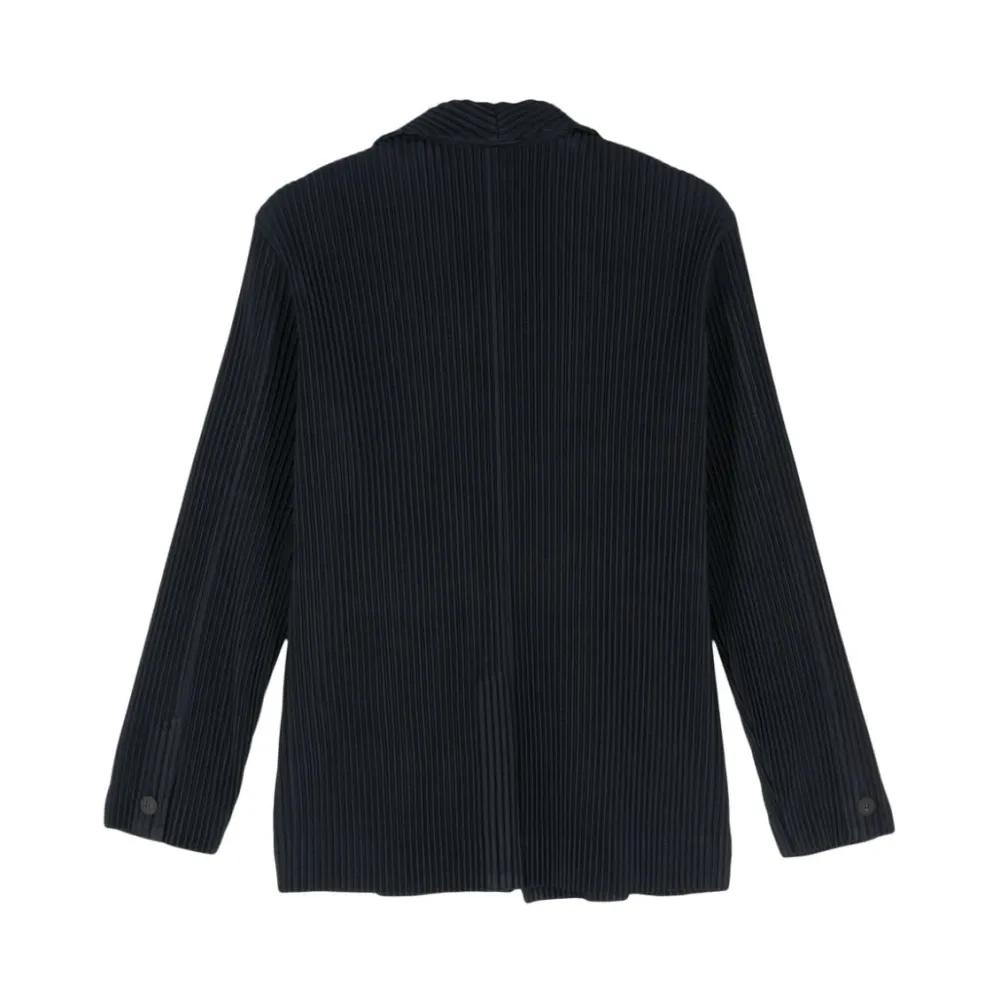 Navy Blue Plissé Effect Jacket - Issey Miyake - Modalova