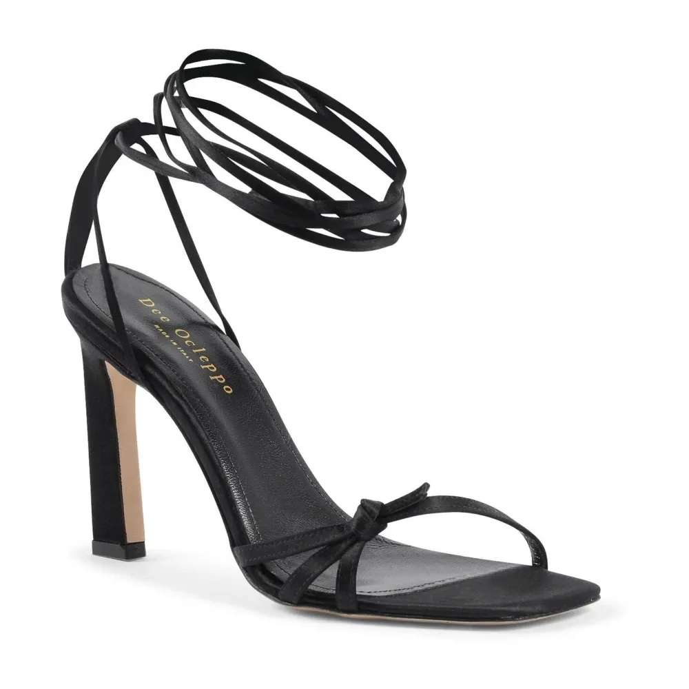 Black Satin Lace-up Heels - Dee Ocleppo - Modalova