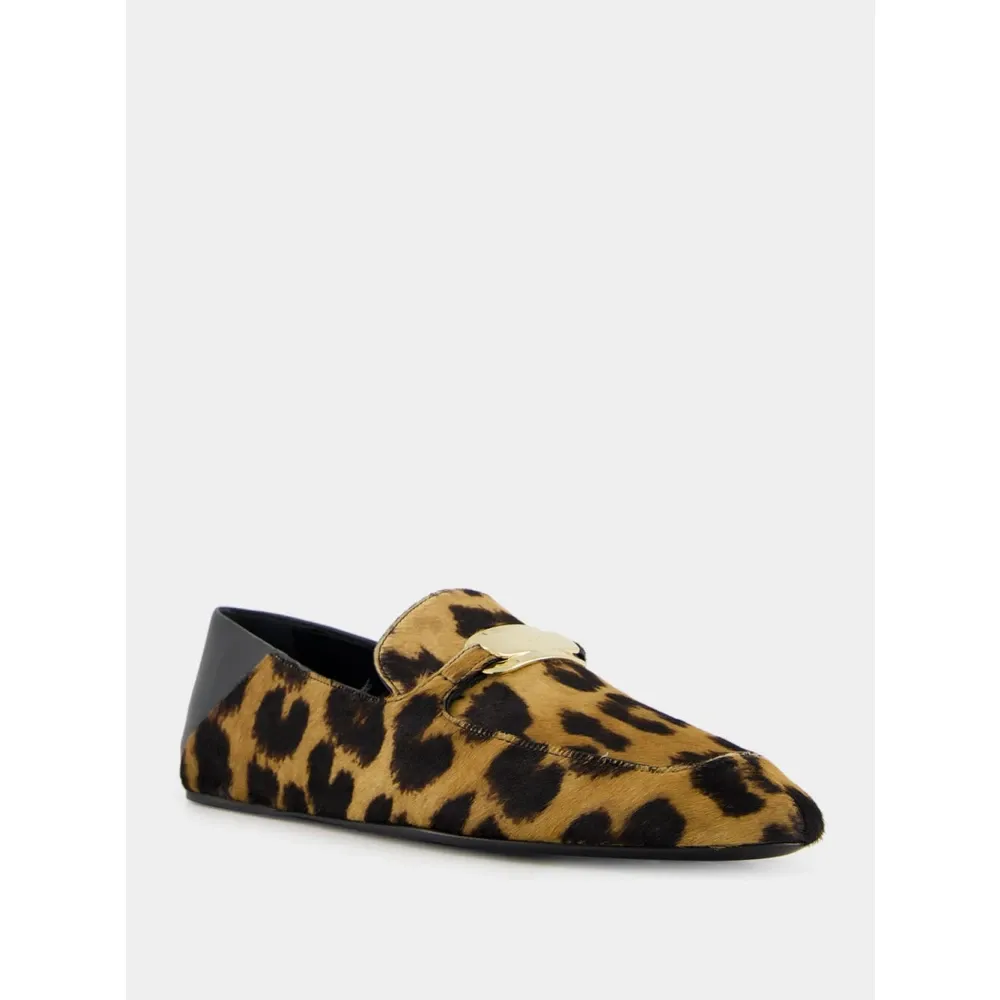 Leopard-Print Loafers with Gold Ornament - Ferragamo - Modalova
