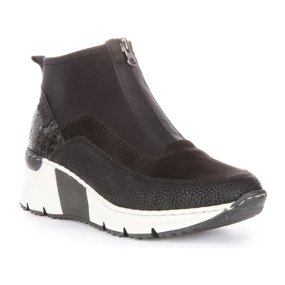 Black Zip Up Trainer Ankle Boots - Rieker - Modalova
