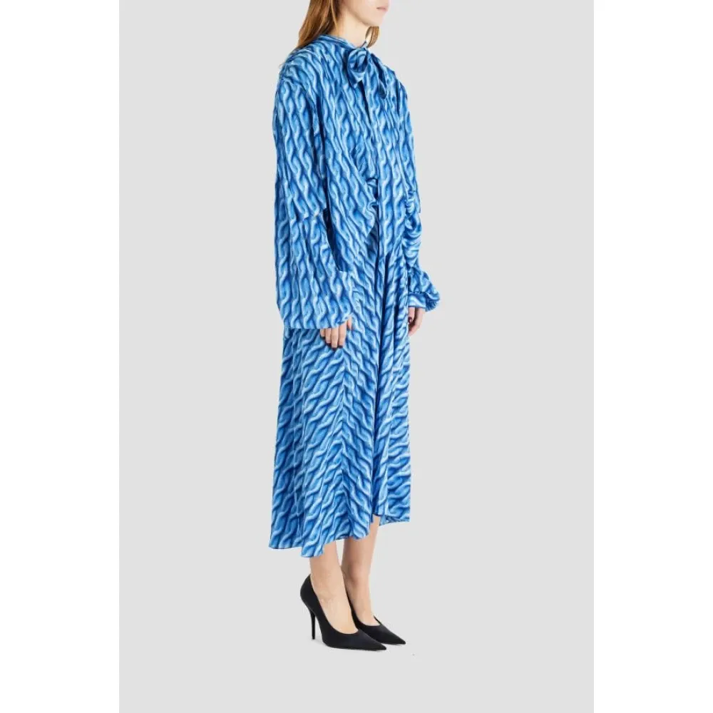 Blue Mesh-effect Draped Dress - Balenciaga - Modalova