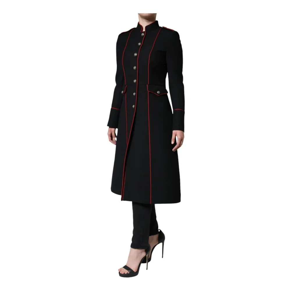Black Wool Silk Trench Coat Jacket - Dolce & Gabbana - Modalova