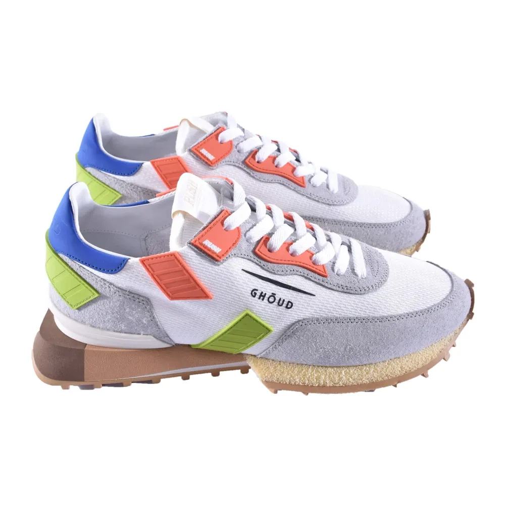 Geometric Mesh Sneakers with Leather Details - Ghoud - Modalova