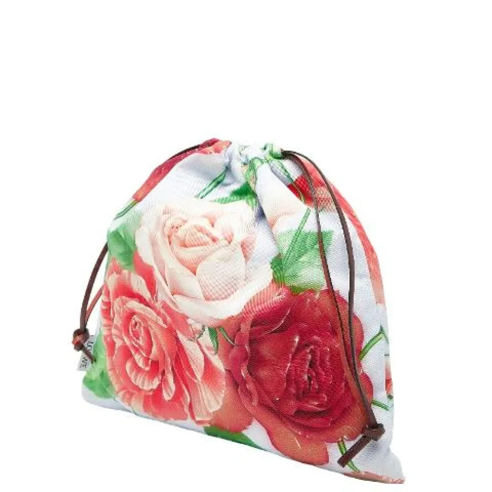 Pre-owned Paula's Ibiza Rose Canvas Leather Drawstring Pouch - Loewe Pre-owned - Modalova