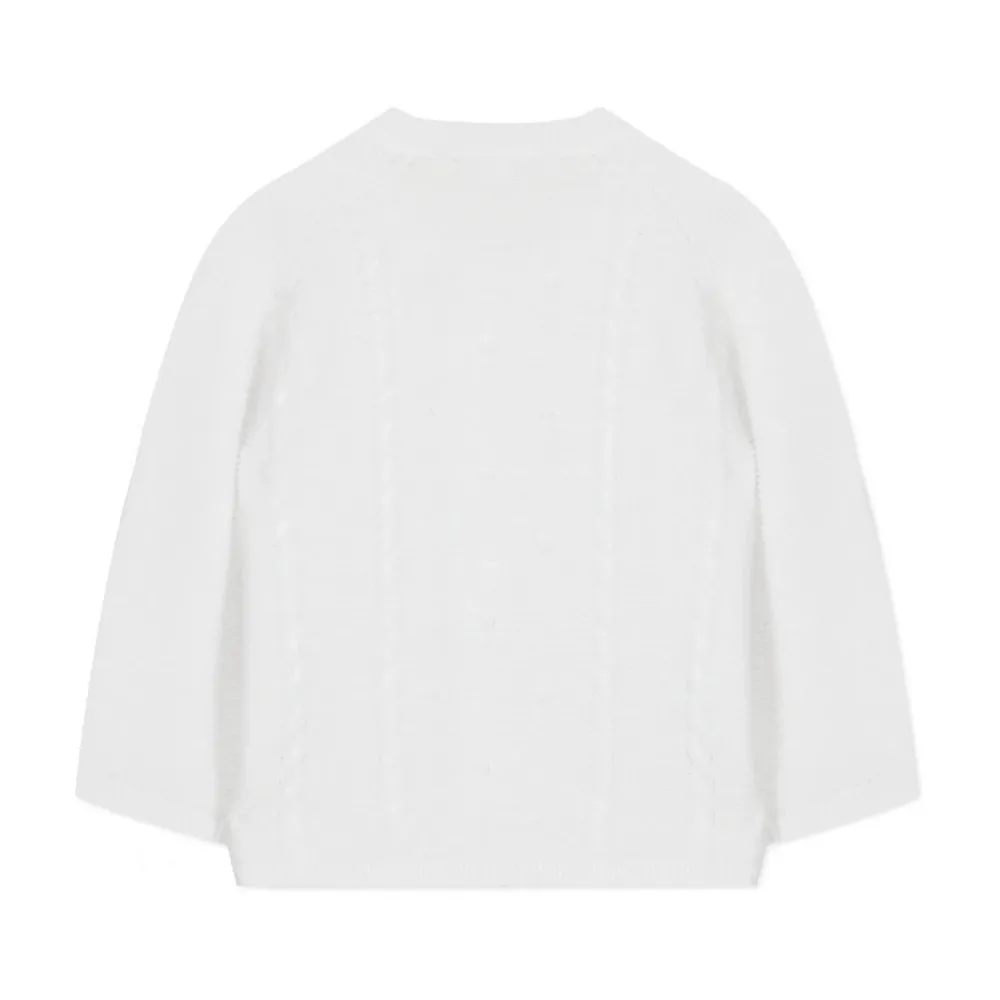 White Cotton Cardigan Sweater Button-Front - Tartine et Chocolat - Modalova