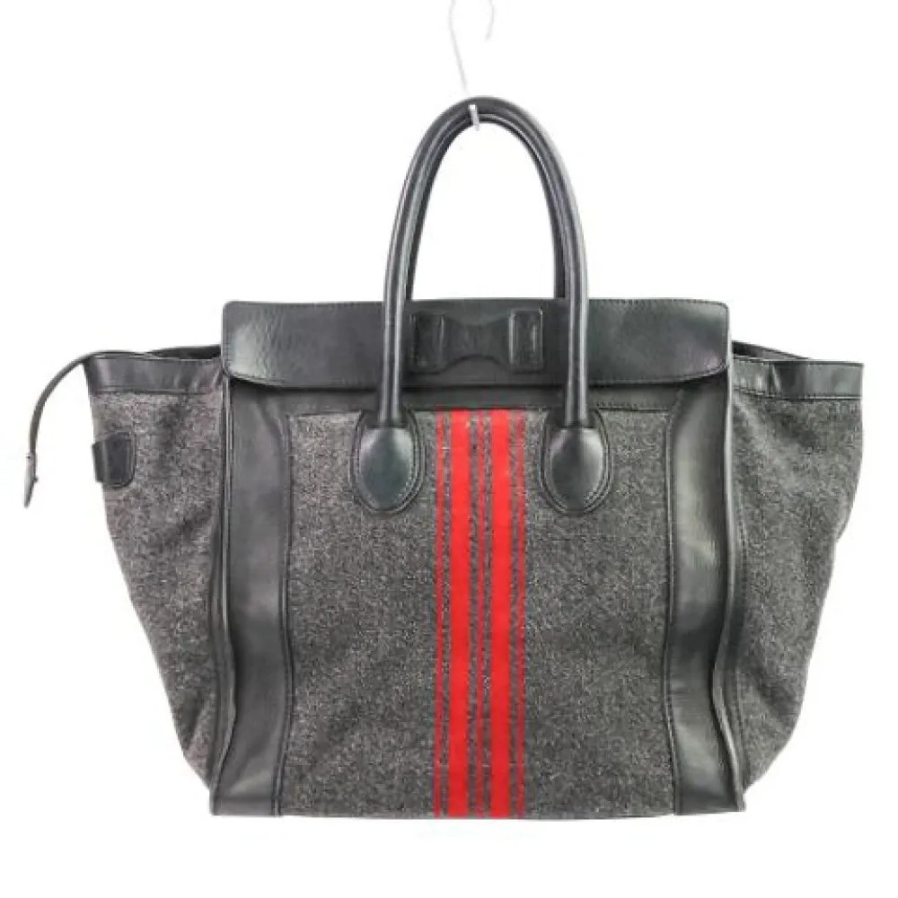 Pre-owned Luggage Mini Shopper Wool Leather Tote Bag - Celine Vintage - Modalova