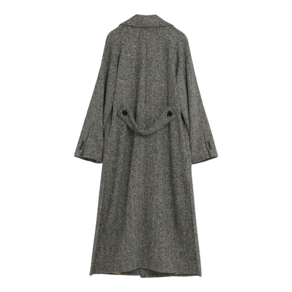 Double-Breasted Herringbone Coat - A Paper Kid - Modalova