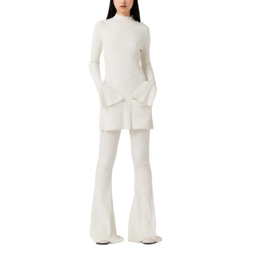 White Ribbed Mini Dress with Flared Sleeves - Stella McCartney - Modalova