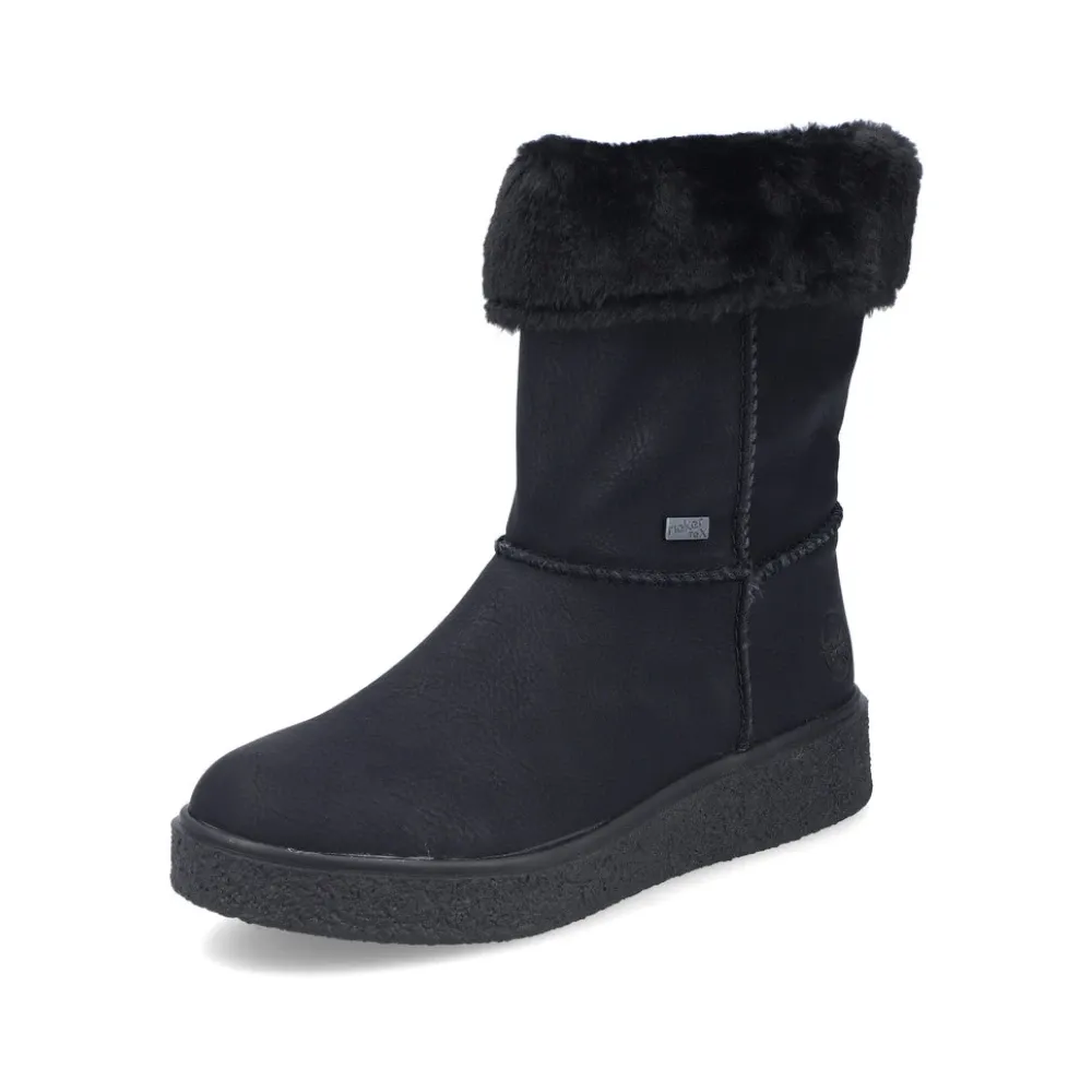 Night Black Short Boots with Fur Collar - Rieker - Modalova