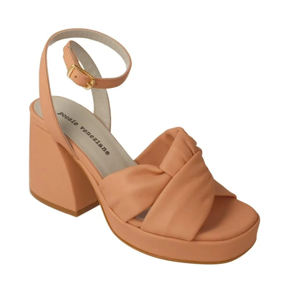 Salmon Leather Sandal Elegant Style - Poesie Veneziane - Modalova