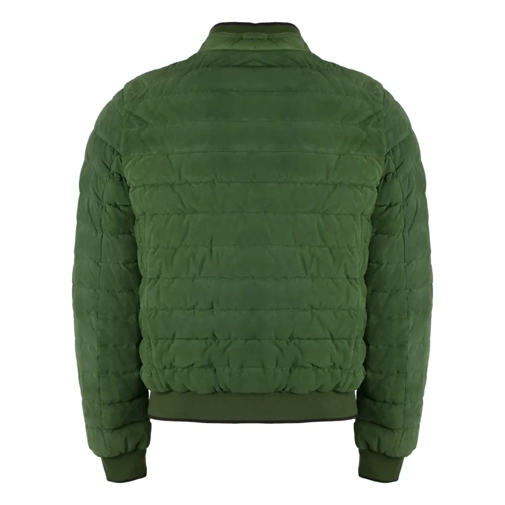 Goose Down Bomber Jacket with Leather - Moorer - Modalova