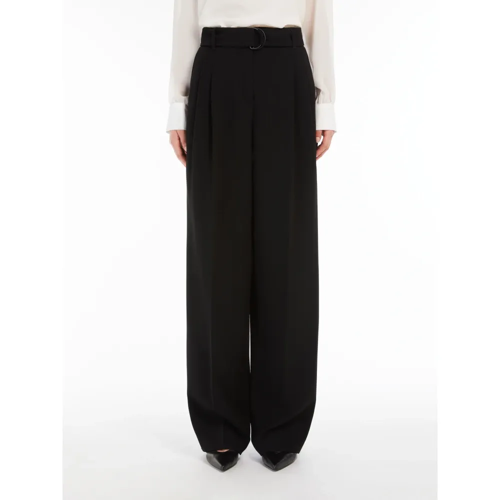 Fluid Black Trousers with French Pockets - Max Mara Studio - Modalova