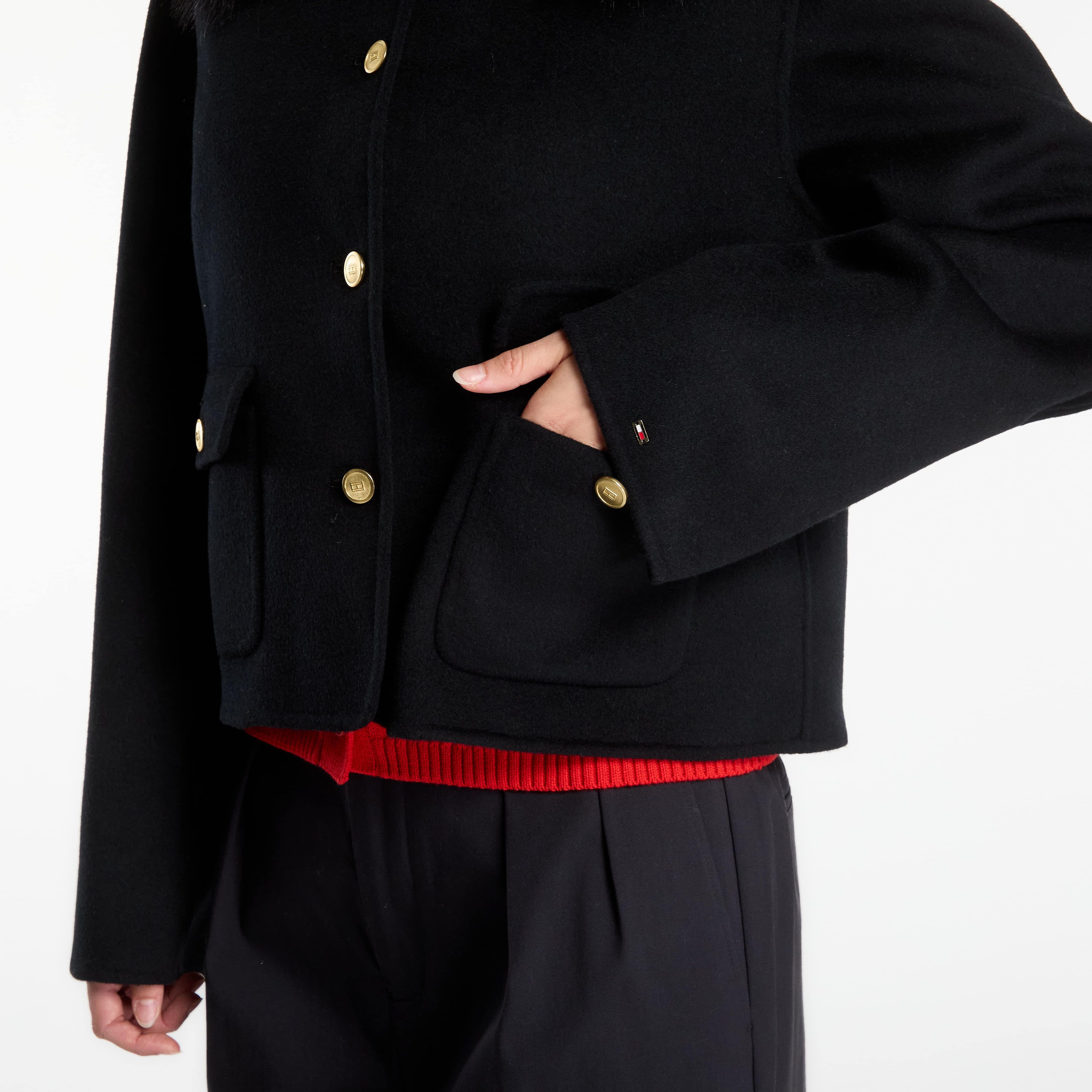 Giacca Df Wool Lady Jacket With Fur 36 - Tommy Hilfiger - Modalova