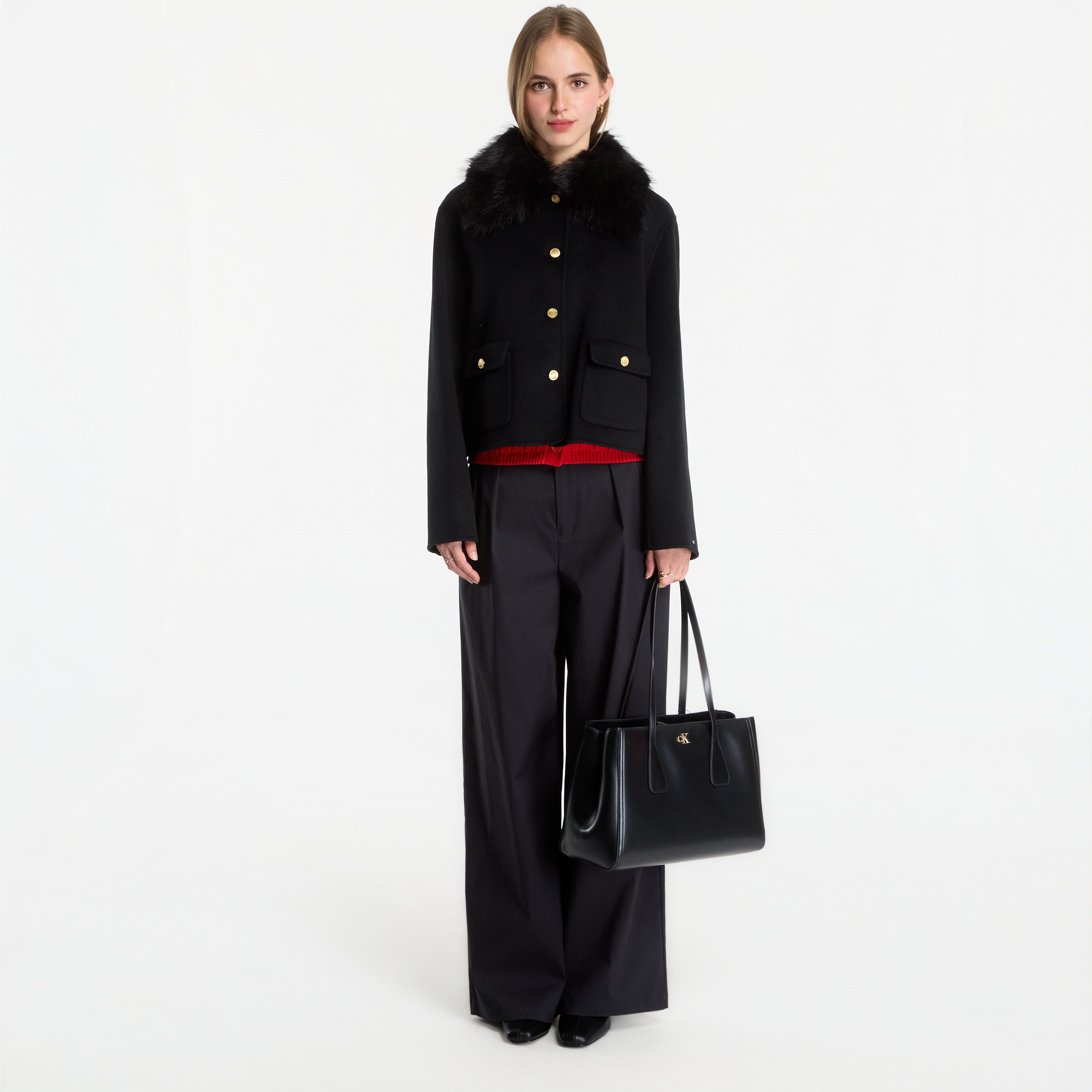 Giacca Df Wool Lady Jacket With Fur 36 - Tommy Hilfiger - Modalova