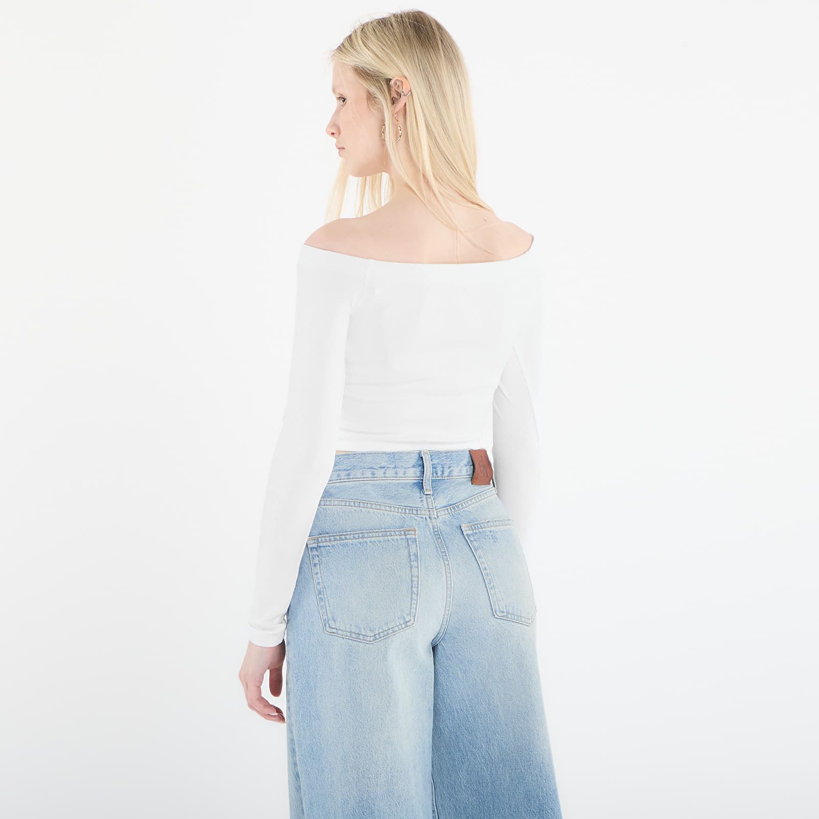 Maglietta adidas Essentials Rib Off Shoulder Long-Sleeve Top T-Shirt XL - adidas Originals - Modalova